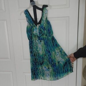 Elegant Blue and Green Women's Dress